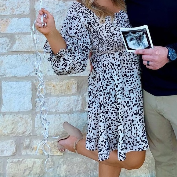 These Three Boutique Dresses & Skirts - Black and Tan Animal Print Dress